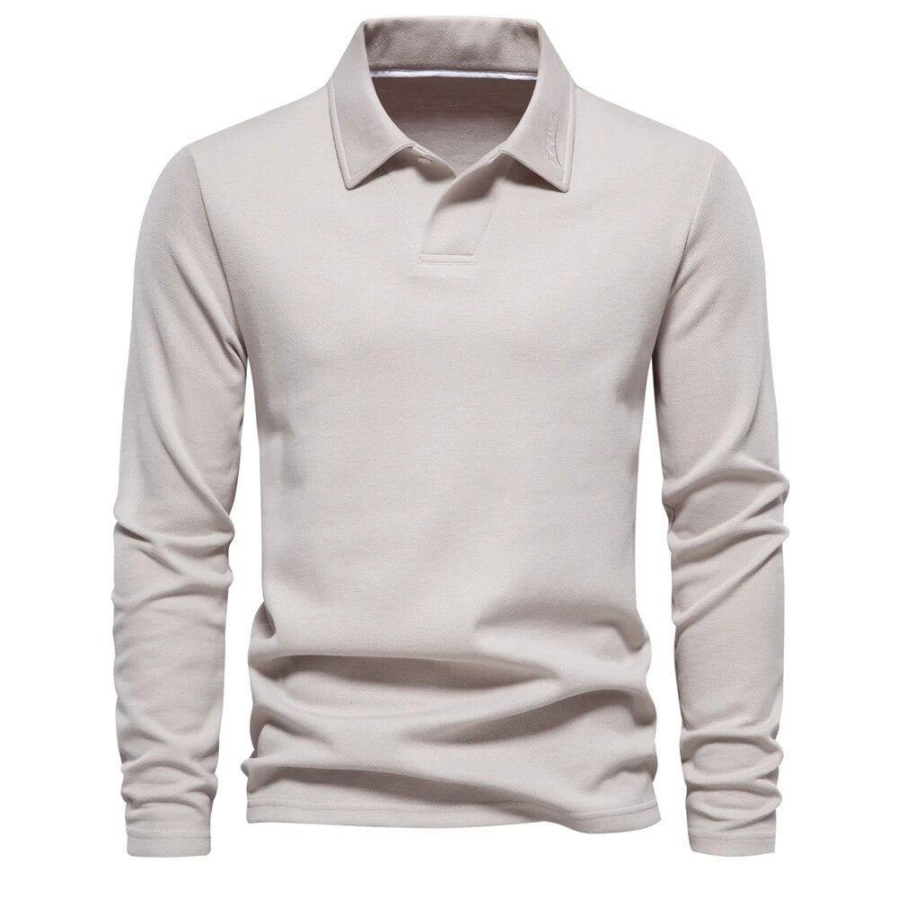 Novan™ l Polo Shirt Lange Mouwen Katoen