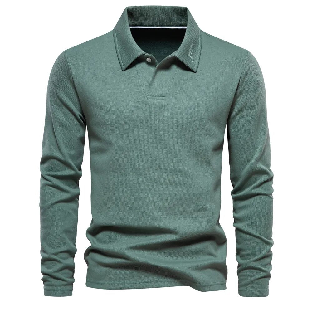 Novan™ l Polo Shirt Lange Mouwen Katoen