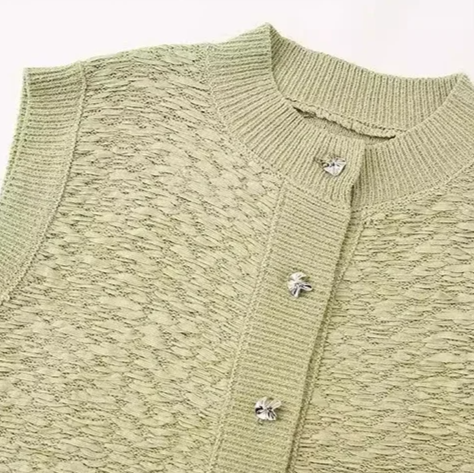 Eveline™| Gestikte Sweater Mouwloos