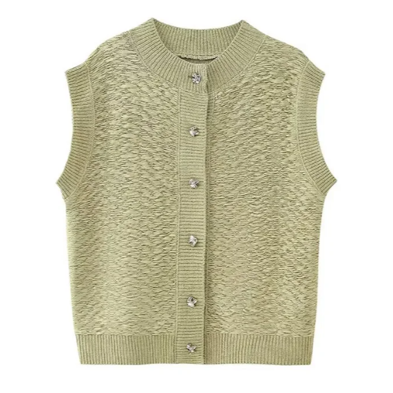 Eveline™| Gestikte Sweater Mouwloos