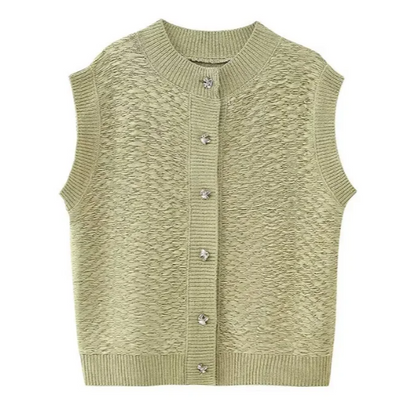 Eveline™| Gestikte Sweater Mouwloos